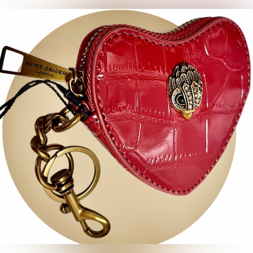 Kurt Geiger NEW Leather Keychain/Zip-top Bag Charm NWT &Box hold Rx/cash/coins - Picture 4 of 13